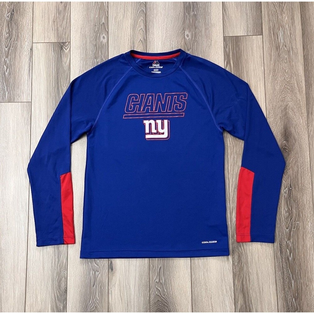 New York Giants NFL Majestic Cool Base Blue Long Sleeve Tee Mens Sz Small